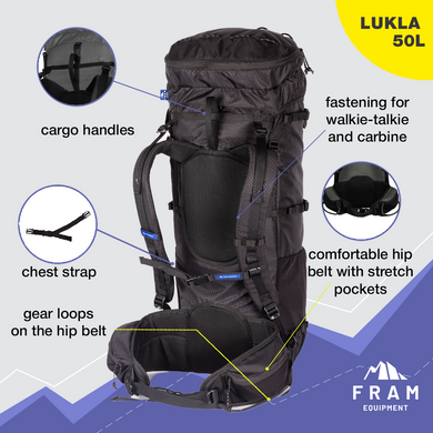 Рюкзак Lukla 50L S чорний