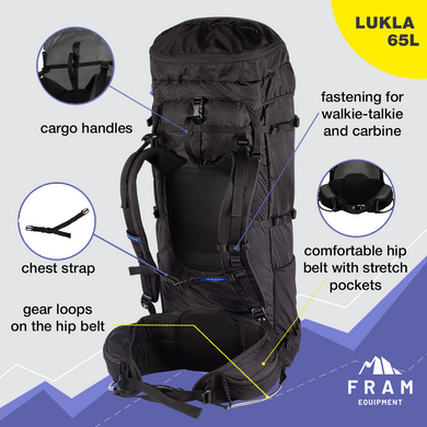 Рюкзак Lukla 65L чорний