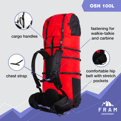 Backpack Osh 100L L red-black