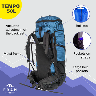 Рюкзак Tempo 50L lady, Жовтий, 50L